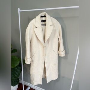 Zara Cream Long Pea Coat Winter Size L